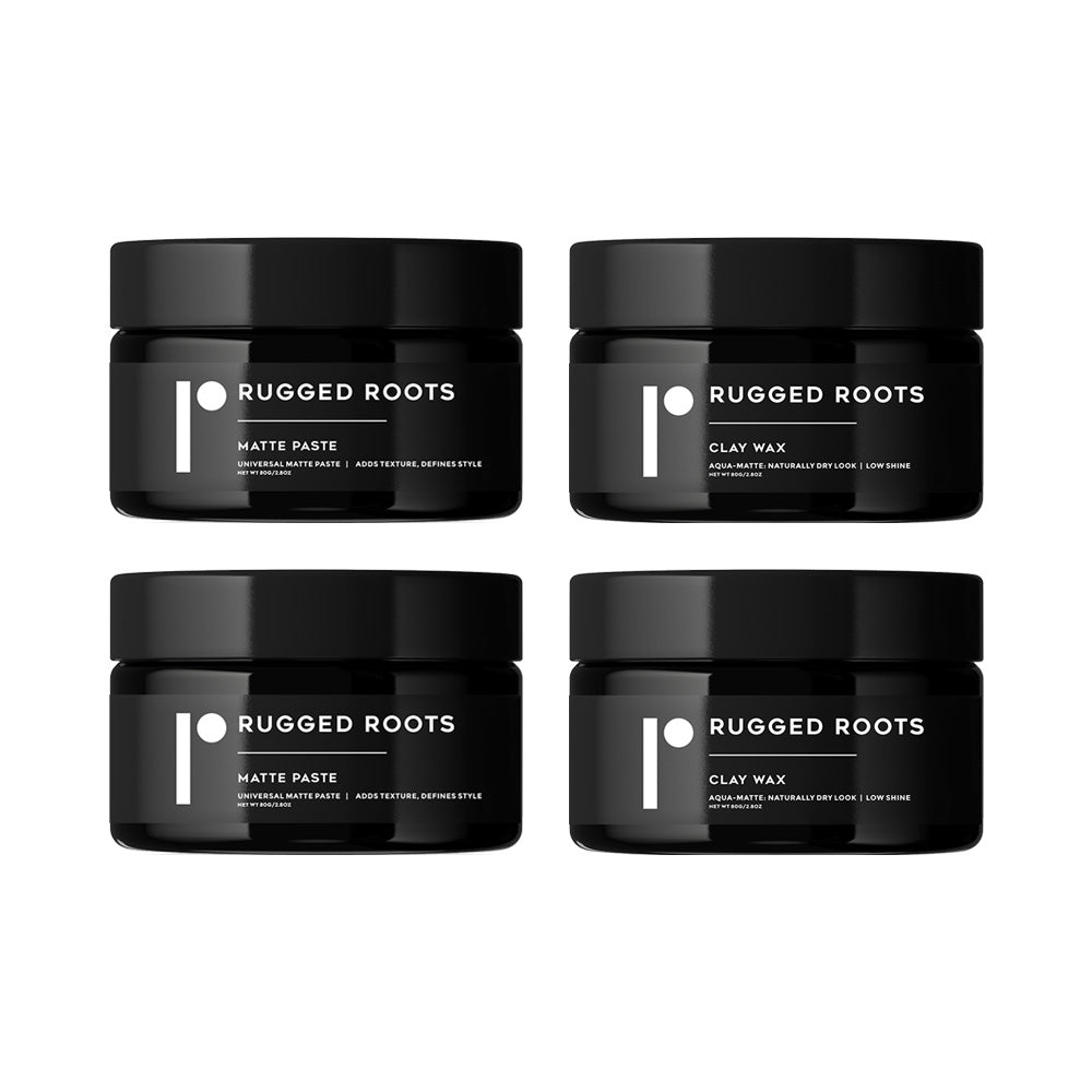 Rugged Roots Double Pack Matte Paste and Clay Wax Combo for Hair Styling