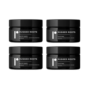 Rugged Roots Double Pack Matte Paste and Clay Wax Combo for Hair Styling