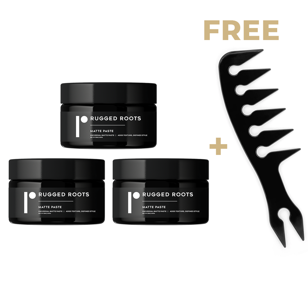 Rugged Roots Matte Paste Container bundle and free comb