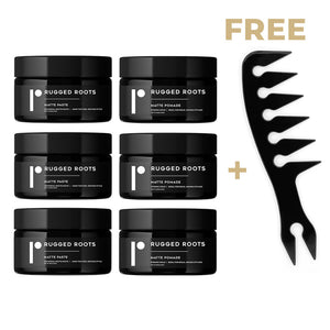 Rugged Roots Triple Pack Matte Paste, Matte Pomade, and Free Comb