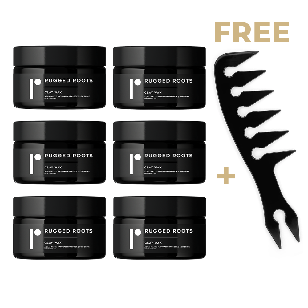 Rugged Roots Natural Matte Clay Wax Container bundle with free comb