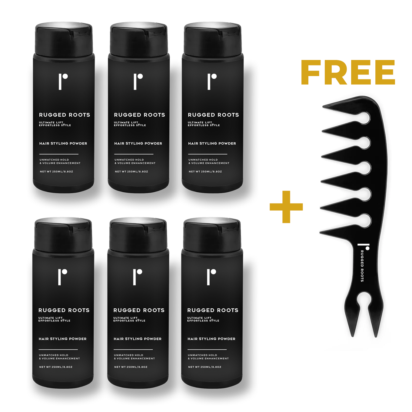 Rugged Roots Hair Styling Powder Container bundle and free comb